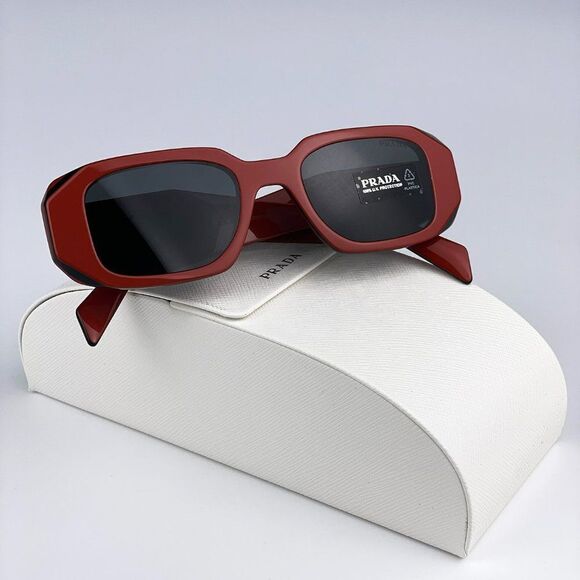 NEW Prada PR17WS 12N5S0 Orange Black Dark Grey Rectangle Unisex Sunglasses - Picture 3 of 12